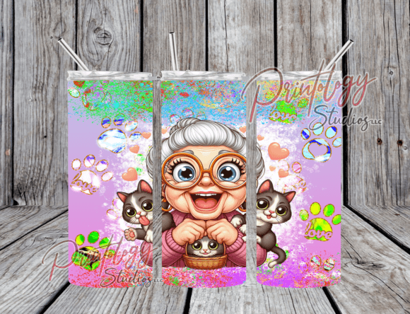 Crazy Cat Lady-Grandma 20oz Tumbler Wrap for Vibrant Branding