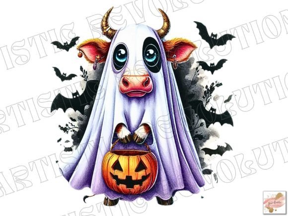 Cute Cow Ghost Png: A Playful Halloween Design Asset