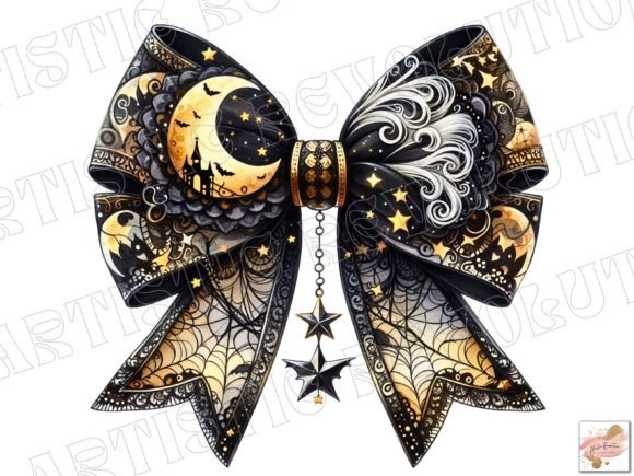 Elevate Your Halloween Designs with a Coquette Bow PNG